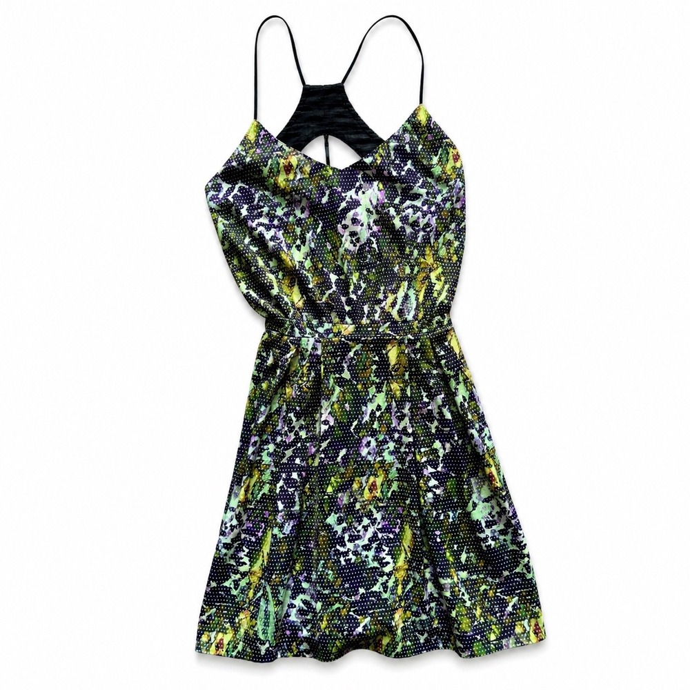 Lululemon Abstract Floral Polka Dot Print Racerback Dress with Pockets Green 4